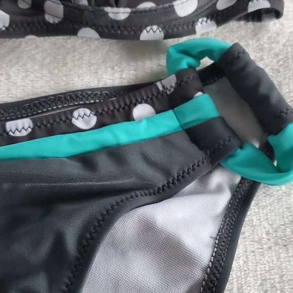 Grey & Teal Polka Dot Bikini - Picture 5 of 13